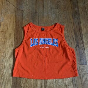 Orange Los Angeles Graphic Tank Top